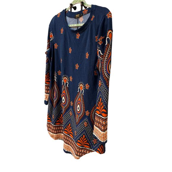 R & B Collection Women’s Tunic Top Large Orange Paisley Long Sleeve Soft Pockets - Picture 2 of 7